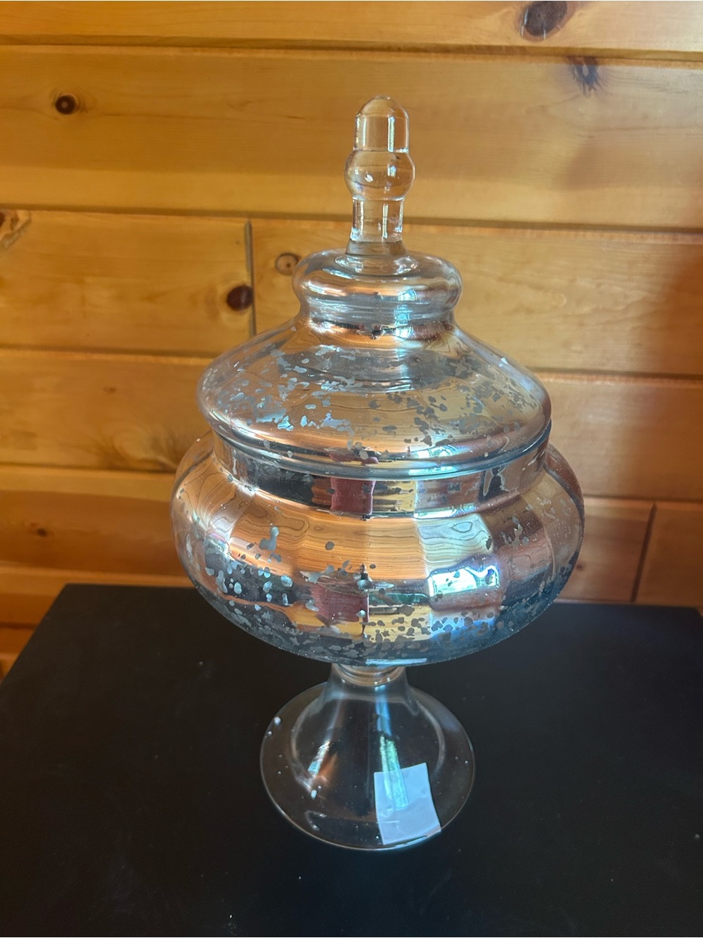 Grasslands Road Silver Mercury Glass Apothecary Jar with Pedestal